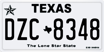 TX license plate DZC8348