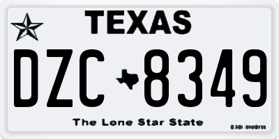 TX license plate DZC8349