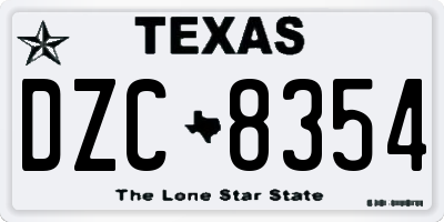 TX license plate DZC8354