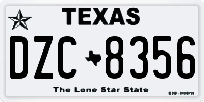 TX license plate DZC8356