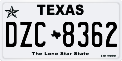 TX license plate DZC8362