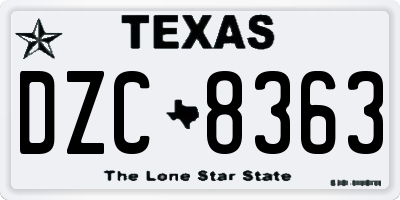 TX license plate DZC8363