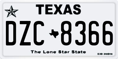 TX license plate DZC8366