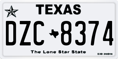 TX license plate DZC8374