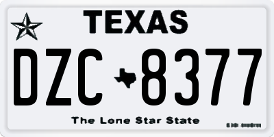TX license plate DZC8377