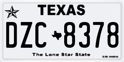 TX license plate DZC8378