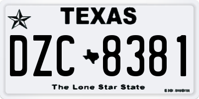 TX license plate DZC8381