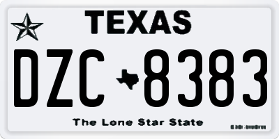 TX license plate DZC8383