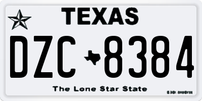 TX license plate DZC8384