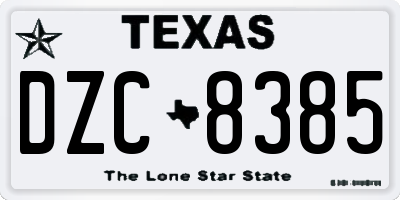TX license plate DZC8385