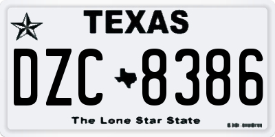 TX license plate DZC8386