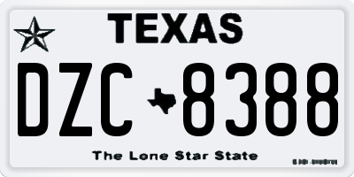 TX license plate DZC8388