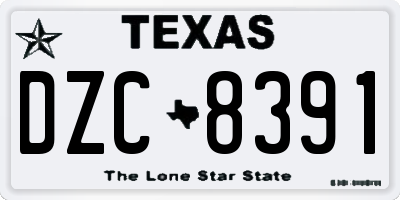 TX license plate DZC8391
