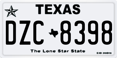 TX license plate DZC8398