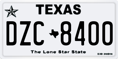 TX license plate DZC8400