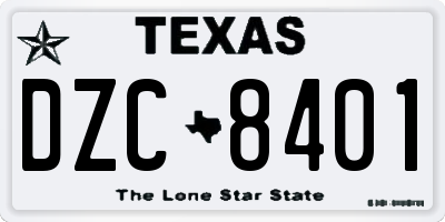 TX license plate DZC8401