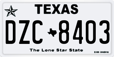 TX license plate DZC8403