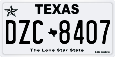 TX license plate DZC8407