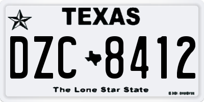 TX license plate DZC8412