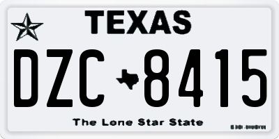 TX license plate DZC8415