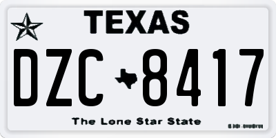 TX license plate DZC8417