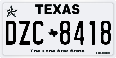 TX license plate DZC8418