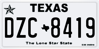 TX license plate DZC8419