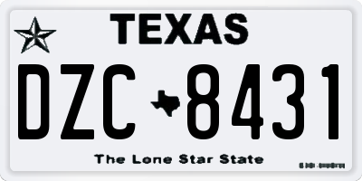 TX license plate DZC8431