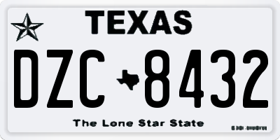 TX license plate DZC8432