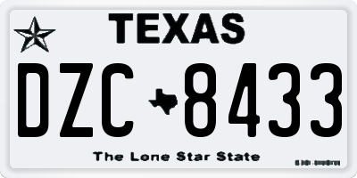 TX license plate DZC8433