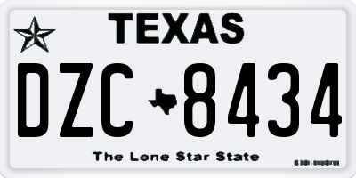 TX license plate DZC8434