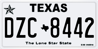 TX license plate DZC8442
