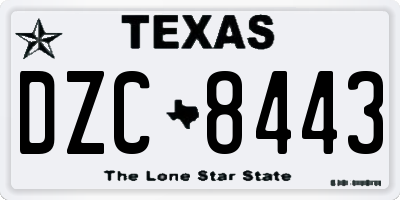 TX license plate DZC8443