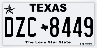 TX license plate DZC8449