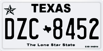 TX license plate DZC8452
