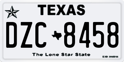 TX license plate DZC8458