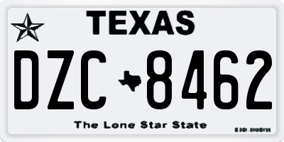 TX license plate DZC8462