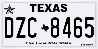 TX license plate DZC8465