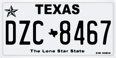 TX license plate DZC8467