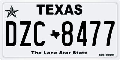 TX license plate DZC8477