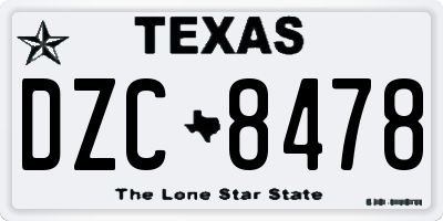 TX license plate DZC8478