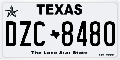 TX license plate DZC8480