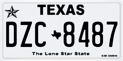 TX license plate DZC8487