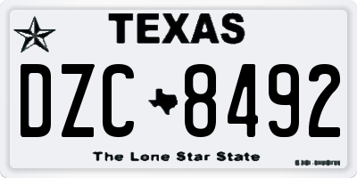 TX license plate DZC8492