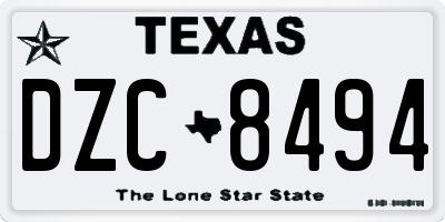 TX license plate DZC8494