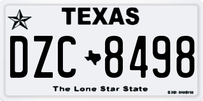 TX license plate DZC8498