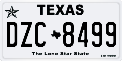 TX license plate DZC8499