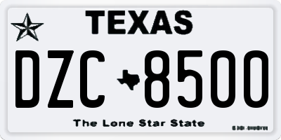 TX license plate DZC8500