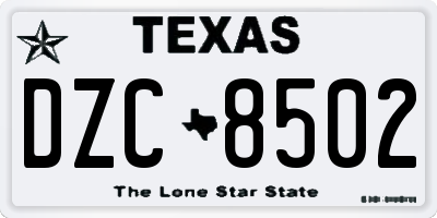 TX license plate DZC8502