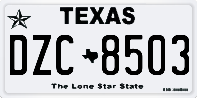 TX license plate DZC8503